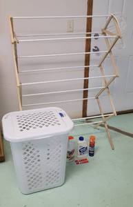 lot 244 image: Hamper, Drying Rack and Laundry Care