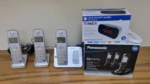 lot 266 image: Panasonic 6.0 Digital Cordless Phone System and New Timex Alarm Clock