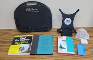 lot 271 image: Ipad Cases, Headphones, Phifer Reader Stand and 360 Rotating Stand