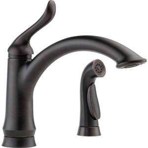 lot 55363 image: Linden Single Handle Kitchen Faucet with Spray in Venetian Bronze 4453-RB-DST