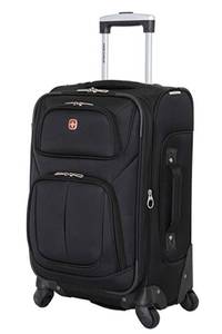 lot 55376 image: SwissGear Sion Softside Expandable Luggage, Black, Carry-On 21-Inch