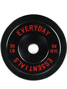 lot 55387 image: BalanceFrom Everyday Essentials Color Coded Olympic Bumper Plate Weight Plate w Steel Hub , Black