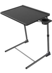 lot 55398 image: Adjustable TV Tray Table - TV Dinner Tray on Bed & Sofa, Comfortable Folding Table with 6 Height & 3 Tilt Angle Adjustments (Black)