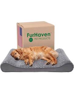 lot 55399 image: Furhaven Pet Bed for Dogs and Cats - Ultra Plush Luxe Lounger Contour Mattress Supportive Solid Slab Orthopedic Dog Bed, Removable Machine Washable Cover - Gray, Jumbo (X-Large)