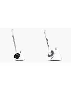 lot 55405 image: simplehuman toilet brush and toilet plunger set white