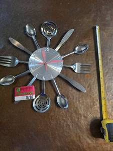 lot 8775 image: Stainless steel clock