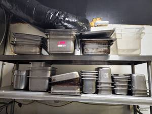 lot 8792 image: Lot of Stainless Drop Well Pans - Assortment of Sizes