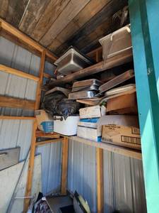 lot 8807 image: Contents of Shed - Stainless Pans and Canning Jars
