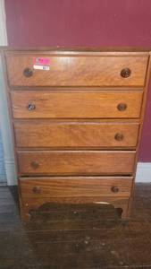 lot 8817 image: 5 Drawer Wooden Dresser