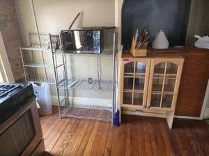 lot 8822 image: Kitchen Starter Kit Shevlig and Microwave