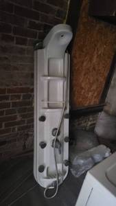 lot 6977 image: White Shower Rack W Multiple Shower Heads