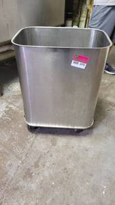 lot 6990 image: Stainless Steel Trash Bin On Wheels