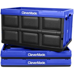 lot 39203 image: CleverMade Collapsible Storage Bin No Lid 46L Royal Blue 3 Pack