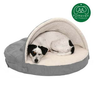 lot 39227 image: FurHaven Pet Products Orthopedic Burrow Pet Bed for Dogs & Cats Gray 26-Inch