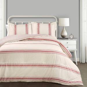 lot 39228 image: Farmhouse Stripe Reversible 3 Pc. Comforter Set, FullQueen Bedding