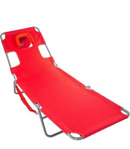 lot 39229 image: Ostrich Chaise Lounge, Red