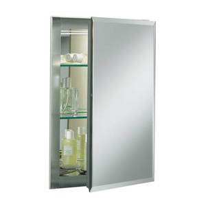 lot 73772 image: Kohler 16 W X 20 H Aluminum Single-Door Medicine Cabinet with Mirrored Door Beveled Edges