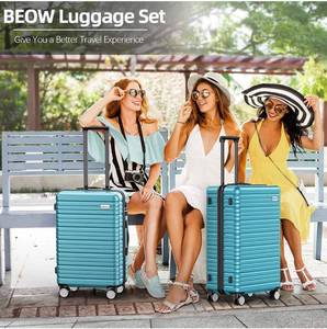 lot 73790 image: Coolife Luggage Sets Hardside 2 Piece Luggage Set Clearance Suitcase Sets with Wheels TSA Lock 2428(Teal Blue)
