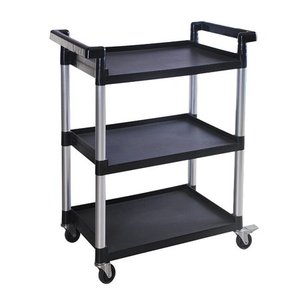 lot 73804 image: MaxWorks 80774 3-Shelf Utility Plastic Cart With Wheels, 225 lb (Maximum Capacity)