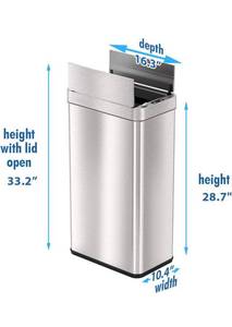 lot 73822 image: iTouchless 18 Gallon Wings Open Lid Sensor Trash Can with AbsorbX Odor Filter & PetGuard, 68 Liter Automatic Stainless Steel Kitchen Garbage Bin for Under the Counter & Tight Space , Silver