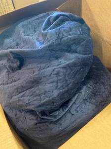 lot 73824 image: Dark Blue Velvety Bean Bag, Unknown Size But Box Measures 24H x 24 W x 22 D