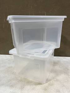 lot 32197 image: Two Plastic Tubs with One Lid 14x17x10 inches