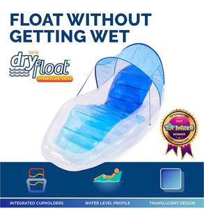 lot 32200 image: Swimways Dry Float Shadester Pool Float, Translucent Inflatable Recliner Chair for Adults with Fast Inflation, Canopy, Foot Rest & Cup Holder