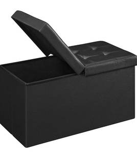 lot 32209 image: SONGMICS 30 Inches Folding Storage Ottoman Bench with Flipping Lid, Storage Chest Footstool, Faux Leather, Black ULSF45BK