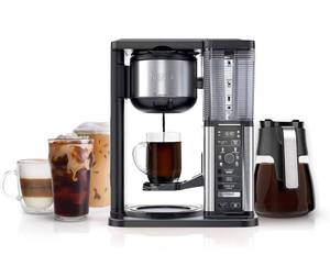 lot 32212 image: Ninja CM401 Specialty 10-Cup Coffee Maker, with 4 Brew Styles for Ground Coffee, Built-in Water Reservoir, Fold-Away Frother & Glass Carafe, Black