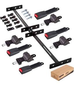 lot 32214 image: 10L0L Universal Golf Cart Seat Belts of 4 Retractable Belts 42 with Bracket Street-Legal Upgrades Fits Most Golf Carts FrontRear Seat