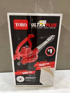 lot 38282 image: Toro 51621 UltraPlus Leaf Blower Vacuum, Variable-Speed (up to 250 mph) with Metal Impeller, 12 amp,Red