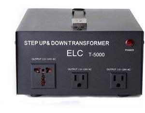 lot 38284 image: ELC T-5000 5000-Watt Voltage Converter Transformer - Step UpDown - 110V220V - Circuit Breaker Protection Heavy Duty