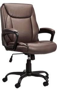 lot 38301 image: Amazon Basics Classic Puresoft Padded Mid-Back Office Computer Desk Chair with Armrest - Brown