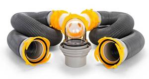 lot 38302 image: Camco 39666 Deluxe 20 Sewer Hose Kit with Swivel Fittings and Wye Connector - Ready To Use Kit Complete with Sewer Wye and Elbow Fittings, Hoses, and Storage Caps