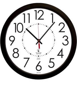lot 38305 image: THE CHICAGO LIGHTHOUSE Electric Clock with White Dial, 14-12-Inch, Black Frame