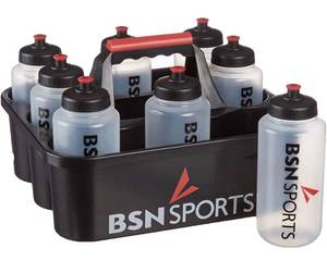 lot 38311 image: BSN Bottle Carrier with 8 Qt Bottles - Cracked Handle