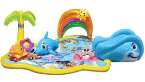 lot 38312 image: BANZAI Splish Splash Water Park JR, Length 90 in, Width 52 in, Height 24 in, Junior Inflatable Outdoor Backyard Water Splash Toy
