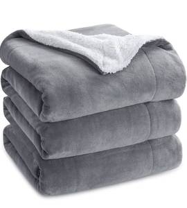 lot 39237 image: Bedsure Sherpa Fleece King Size Blanket for Bed - Grey Thick Fuzzy Warm Soft Large Blankets King Size, 108x90 Inches