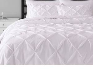 lot 39238 image: Amazon Basics Pinch Pleat All-Season Down-Alternative Comforter Only  Full  Queen, Bright White