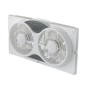 lot 39243 image: Comfort Zone 9 3-Speed Reversible Twin Window Fan with Remote Control White