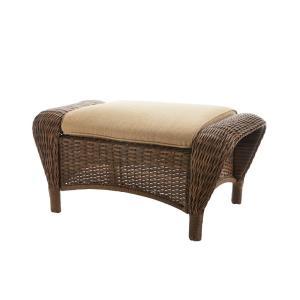 lot 5163 image: Hampton Bay Beacon Park Wicker Patio Ottoman