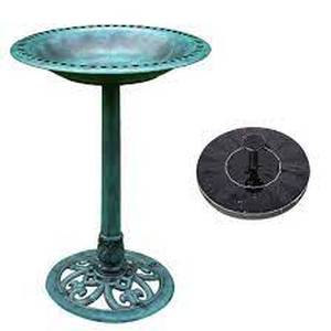 lot 5058 image: VivoHome Round Garden Bird Bath &amp Pond Fountain Combo
