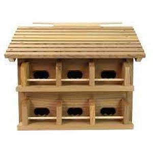 lot 9849 image: Heath Outdoor Products 12-Room Wood Starling Resistant Purple Martin House