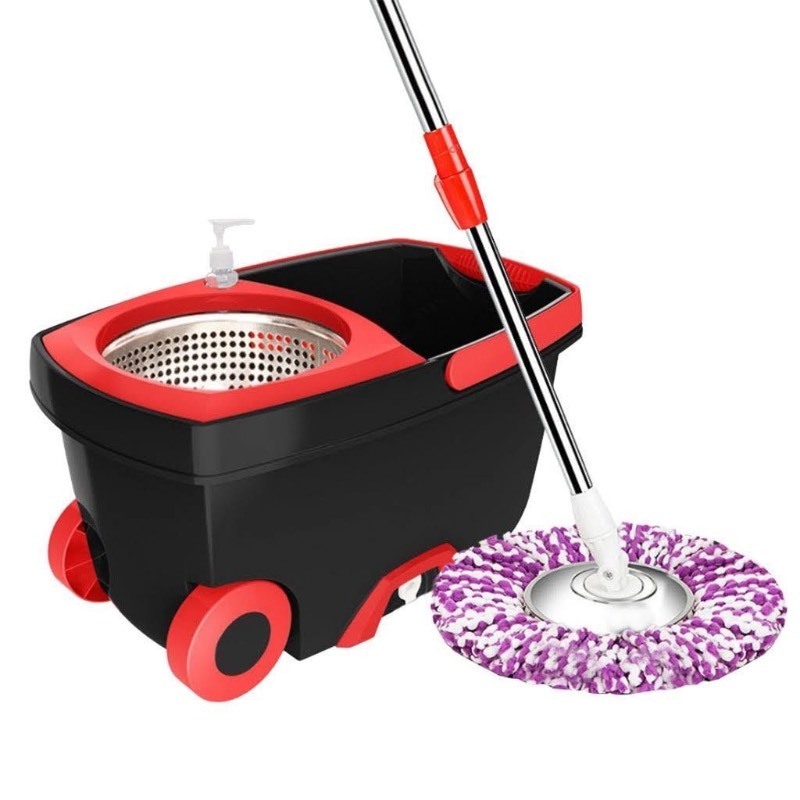 lot 6312 image: ROTATING DOUBLE DRIVE MOP HOUSEHOLD HAND PRESSING MOP BUCKET WITH TOW MOP HEAD (BLACK)