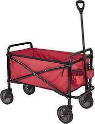 lot 5587 image: Amazonbasics Garden Tool Collection, Collapsible Folding Utility Wagon, Red