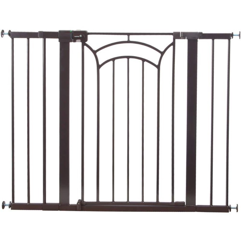 lot 4574 image: Safety 1st - Easy Install Tall & Wide Walk Thru Baby Gate - Brown
