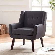 lot 4390 image: HUIMO Accent Chair, Button Tufted Upholstered Sofa Chairs, Comfy Linen Fabric Armchair for Bedroom, Reading, Mid-Century Modern Living Room Chair (Grey)