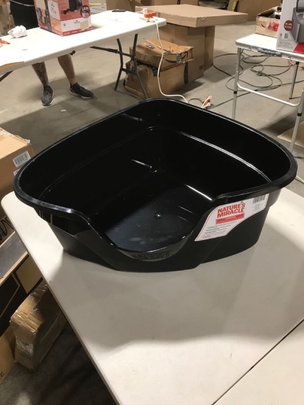lot 2903 image: Natures Miracle Hooded Corner Litter Box, With Odor Control Charcoal Filter - Missing Hood -Bottom Piece Only