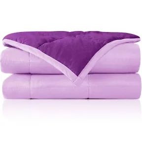 lot 2180 image: Joyching Adults Weighted Blanket Queen Reversible Cooling Heavy Blanket 60x80 20lbs Super Soft Microfiber Material with Premium Glass Beads (LavenderPurple)