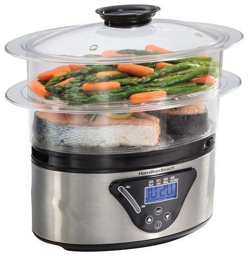 lot 8555 image: Hamilton Beach - 5-12-Quart Digital Steamer - Silver